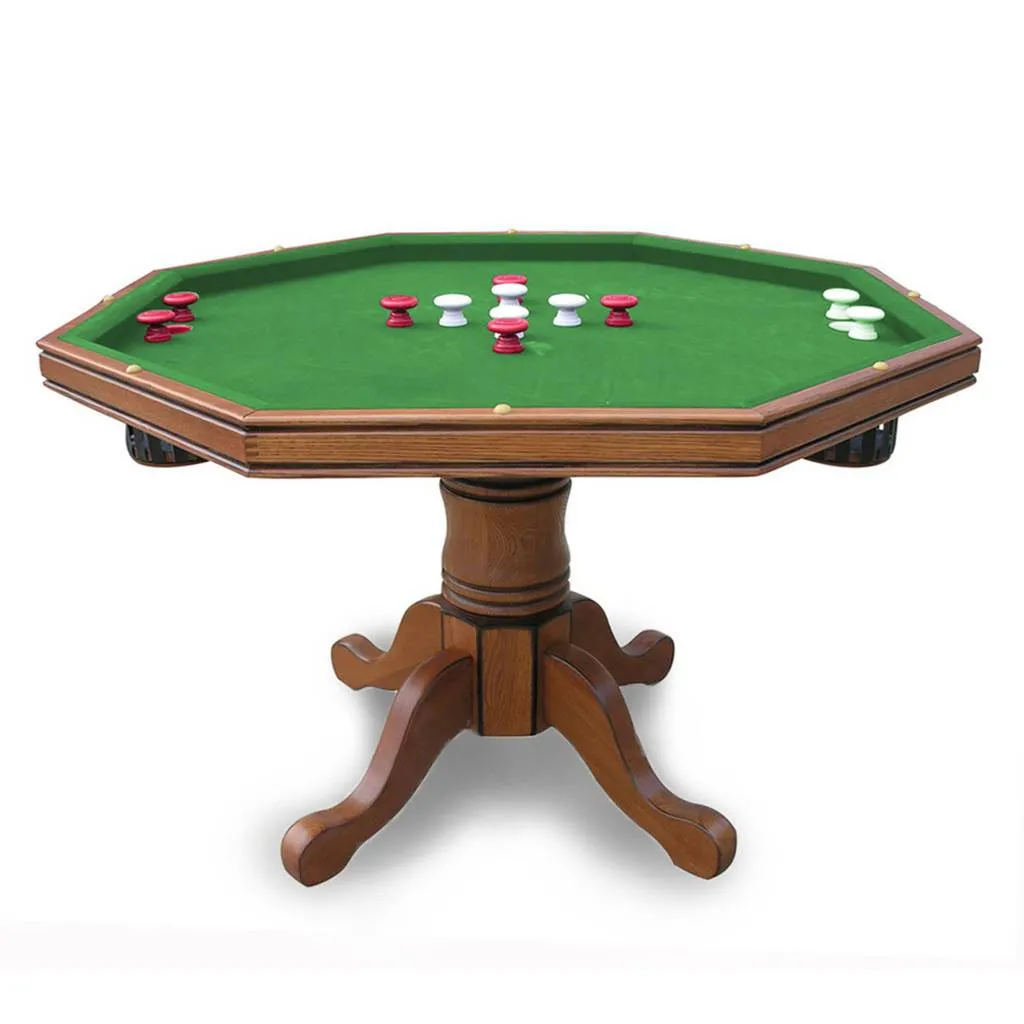 Hathaway Kingston 3-in-1 Poker Table in Oak w/ 4 Arm Chairs