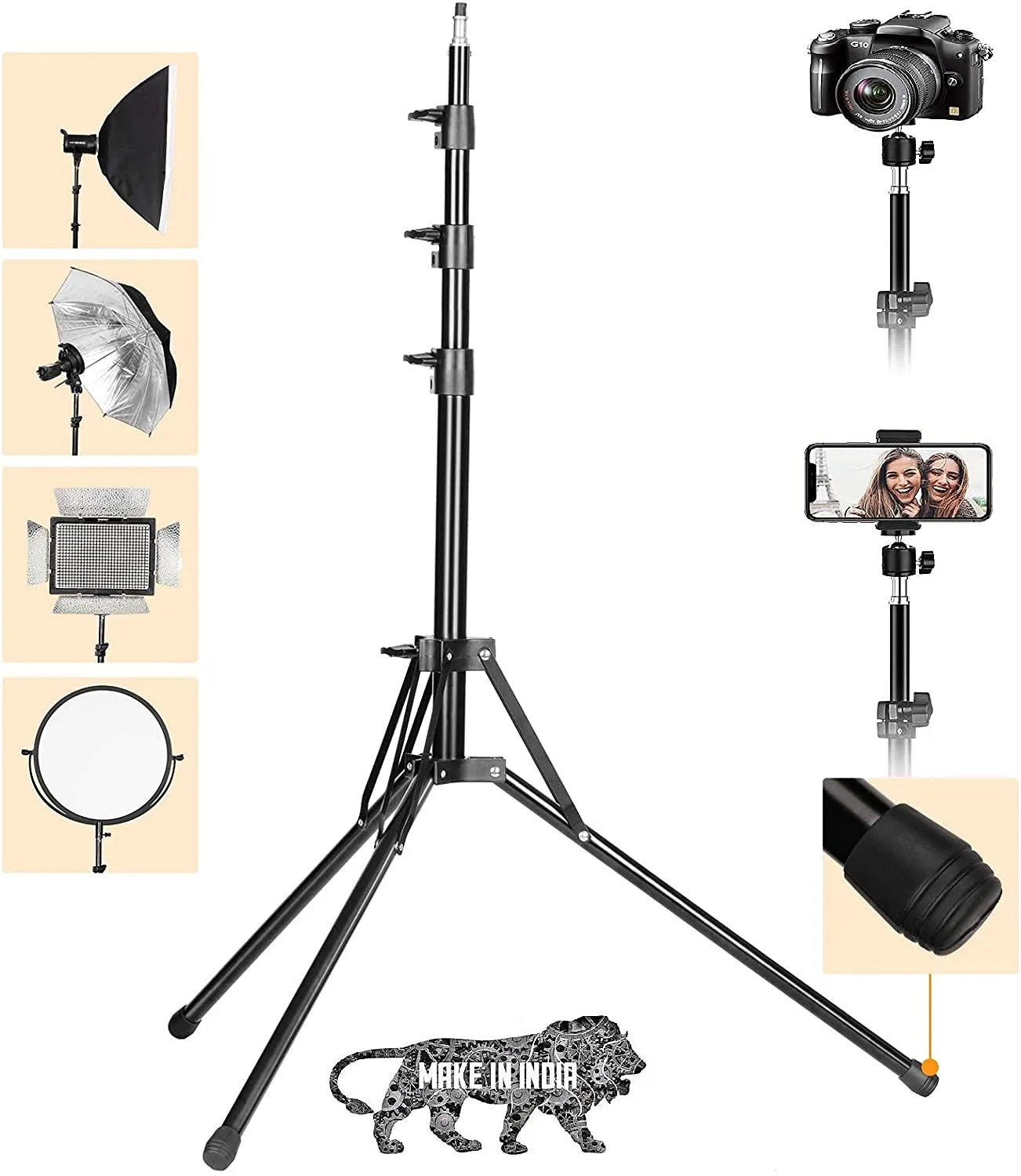 Heavy Duty 7 Feet Big Tripod Stand for Mobile and Camera Adjustable Big Tripod Stand Holder, Photo/Video Shoot, Instagram Reels/ YouTube Videos