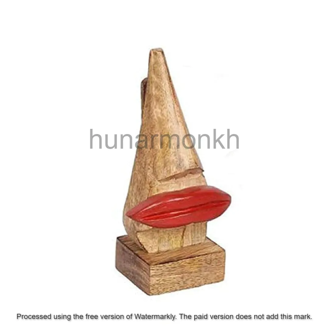 HUNARMONKH Stylish Heavy-Duty Wooden Eyeglass Holder with Lips Design (2.5 x 3.3 x 6.5 in)