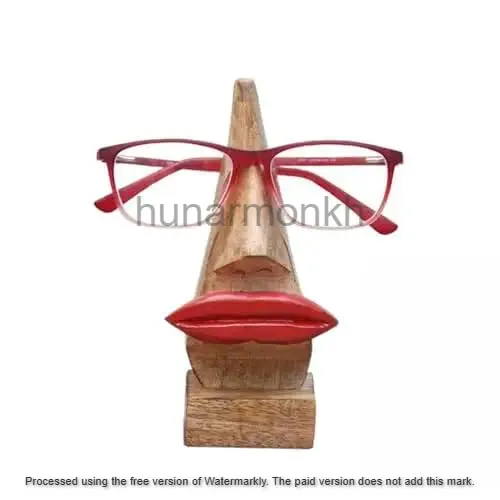 HUNARMONKH Stylish Heavy-Duty Wooden Eyeglass Holder with Lips Design (2.5 x 3.3 x 6.5 in)