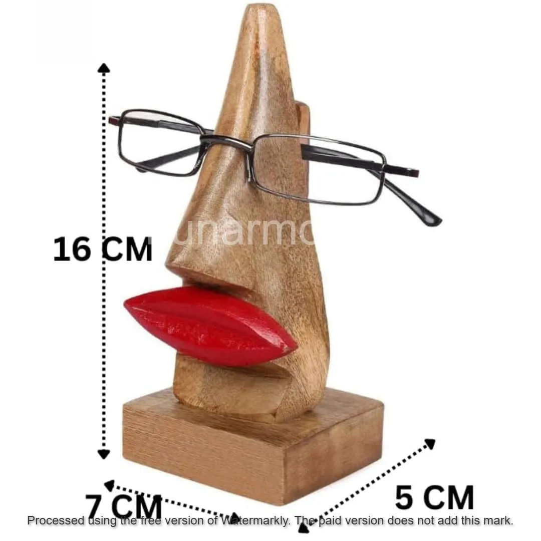 HUNARMONKH Stylish Heavy-Duty Wooden Eyeglass Holder with Lips Design (2.5 x 3.3 x 6.5 in)