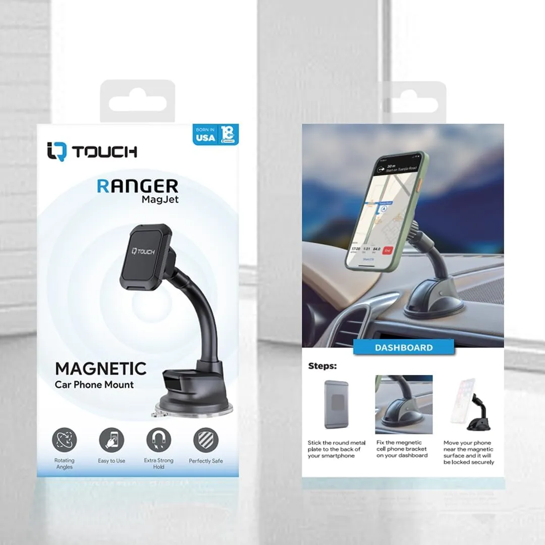 IQ TOUCH Magnetic Phone Holder With Shockproof Arm - RANGER-MAGJET