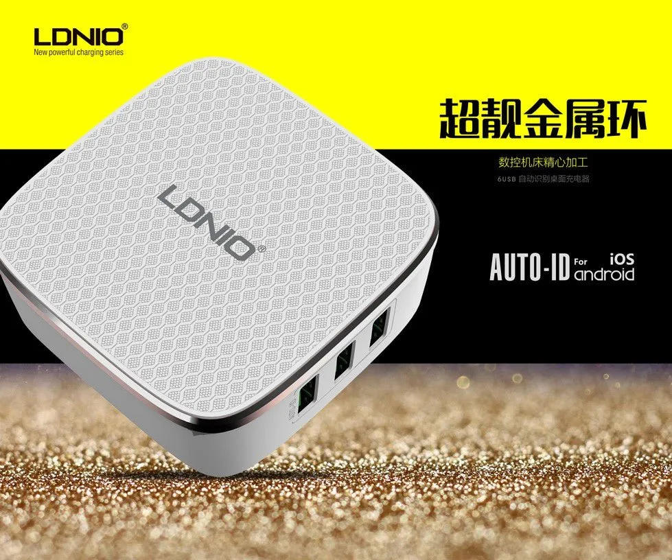 LDNIO - A6704 - 6 USB Port Charger - For Mobile Phone Quick Fast Charge