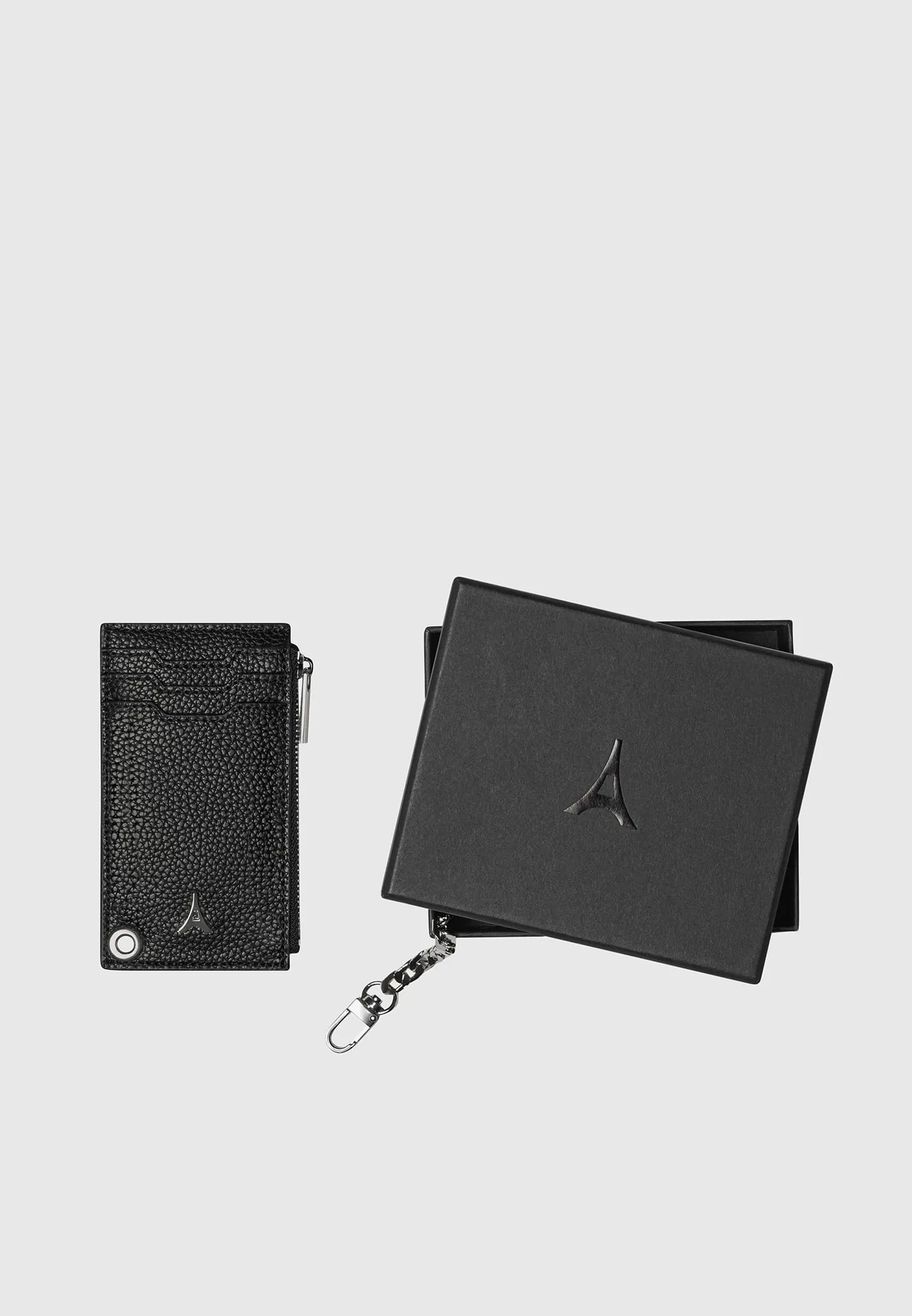 Leather Cardholder with Chain - Black