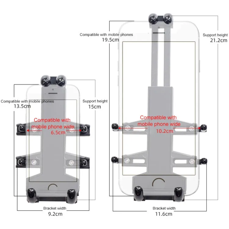 M10 Bolt Ball-Head Motorcycle Multi-function Eight-jaw Aluminum Phone Navigation Holder Bracket