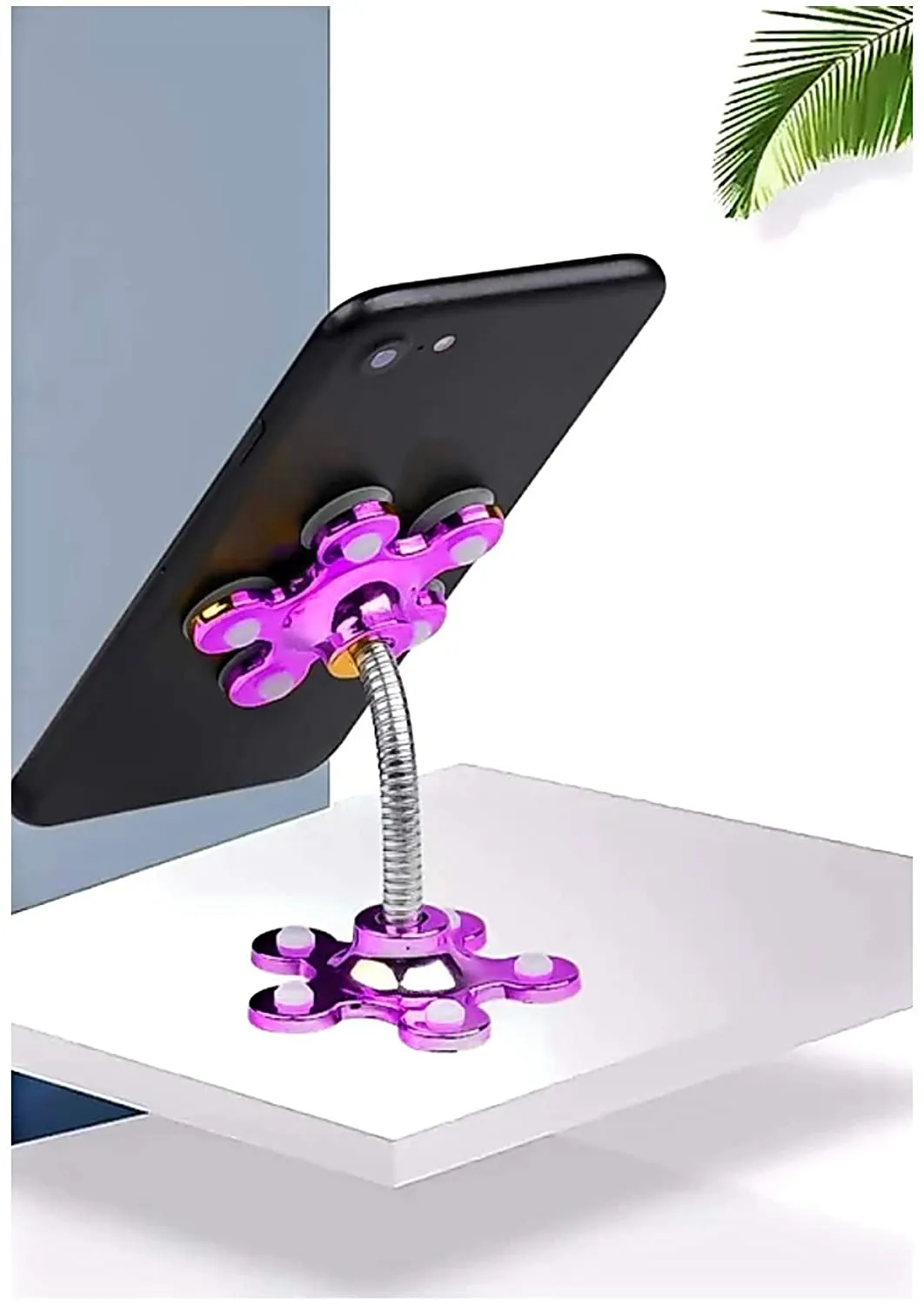 Mobile Phone Holder 360 Degree Rotatable Metal Flower Magic Suction Cup VIP mobile stand Car Bracket for Home, car, Office - 1pcs