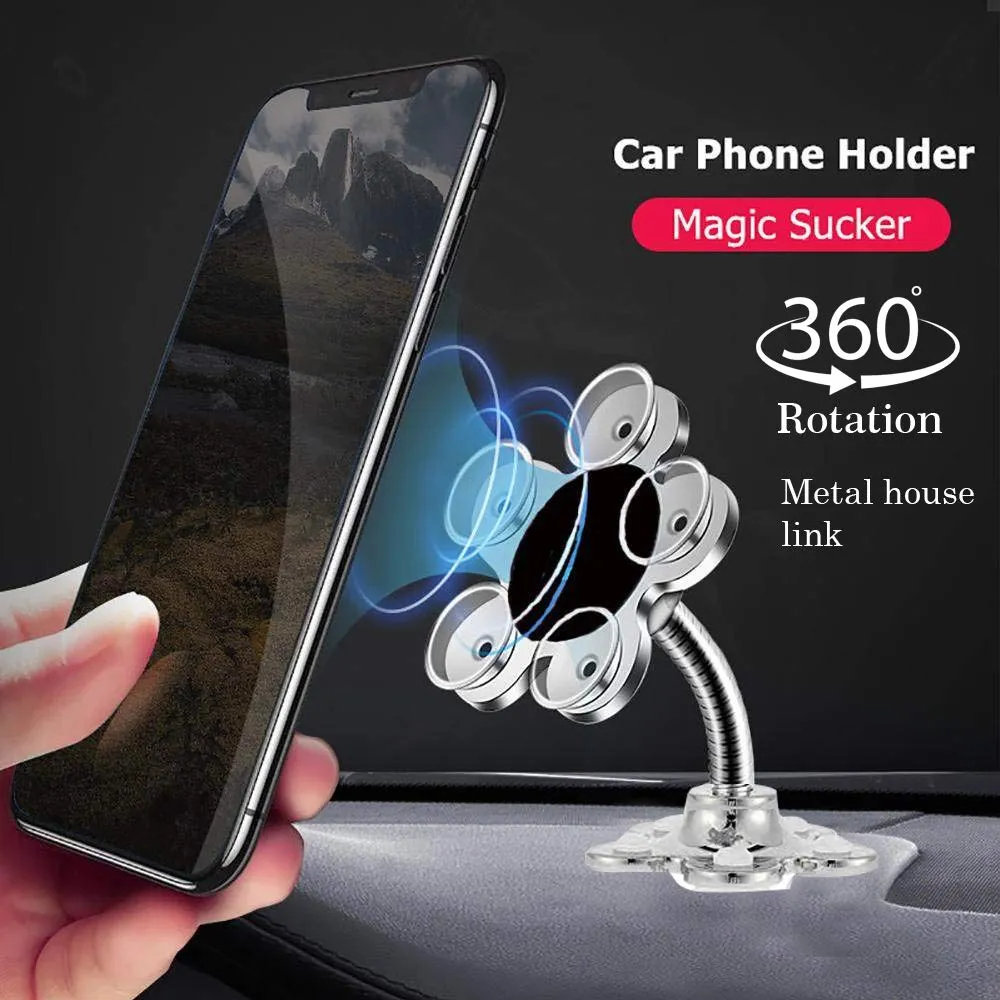 Mobile Phone Holder 360 Degree Rotatable Metal Flower Magic Suction Cup VIP mobile stand Car Bracket for Home, car, Office - 1pcs