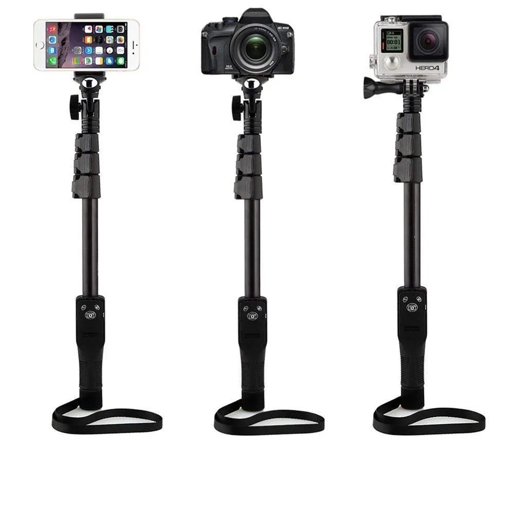 Monopod 1288 Selfie Stick - Extendable Selfie Stick Mobile Holder with Bluetooth Remote, Extendable Up to 113.5 cm, Black for Action Camera and Digital Camera