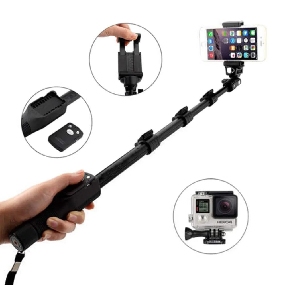 Monopod 1288 Selfie Stick - Extendable Selfie Stick Mobile Holder with Bluetooth Remote, Extendable Up to 113.5 cm, Black for Action Camera and Digital Camera