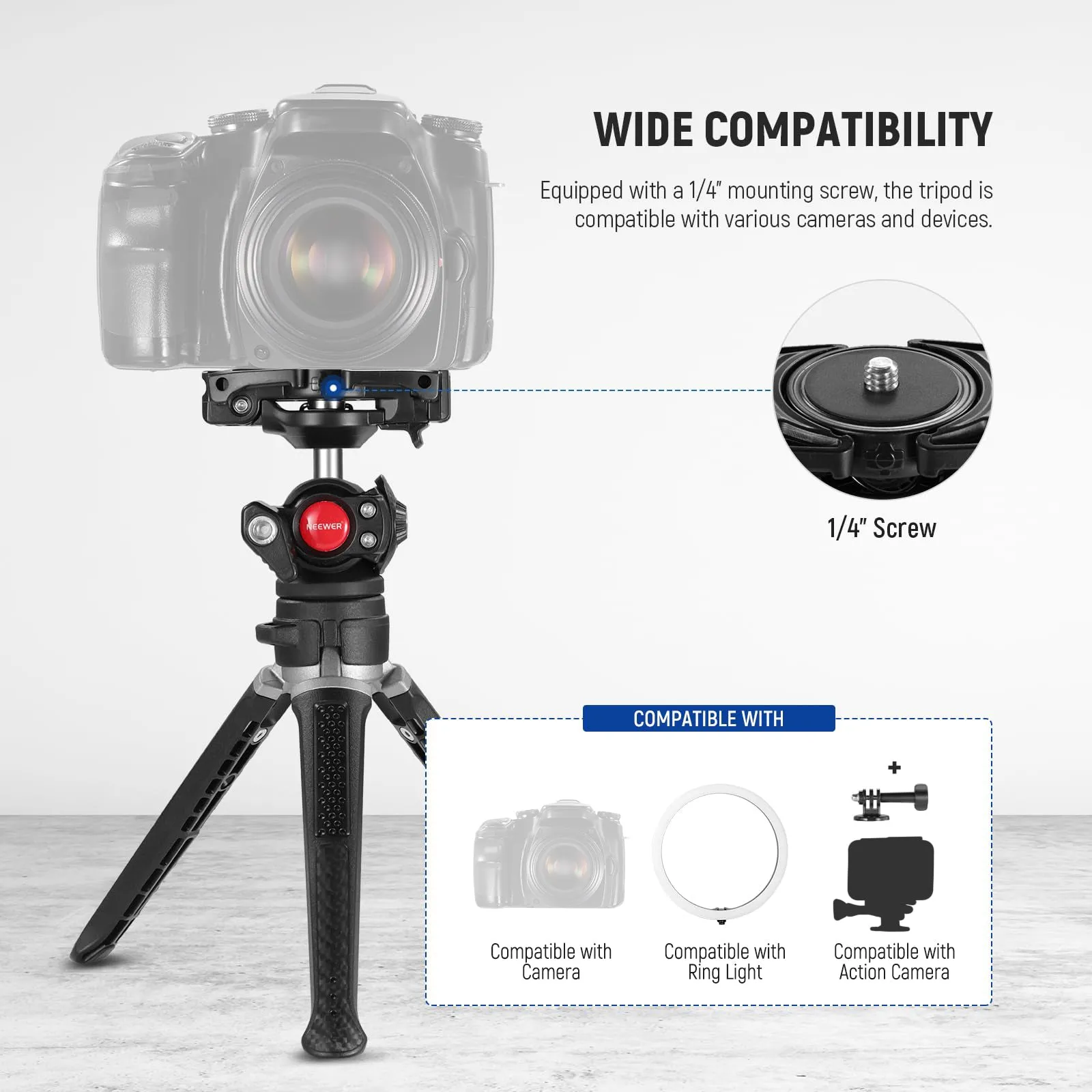 NEEWER TS006 Mini Camera Tripod Compatible with GoPro/iPhone