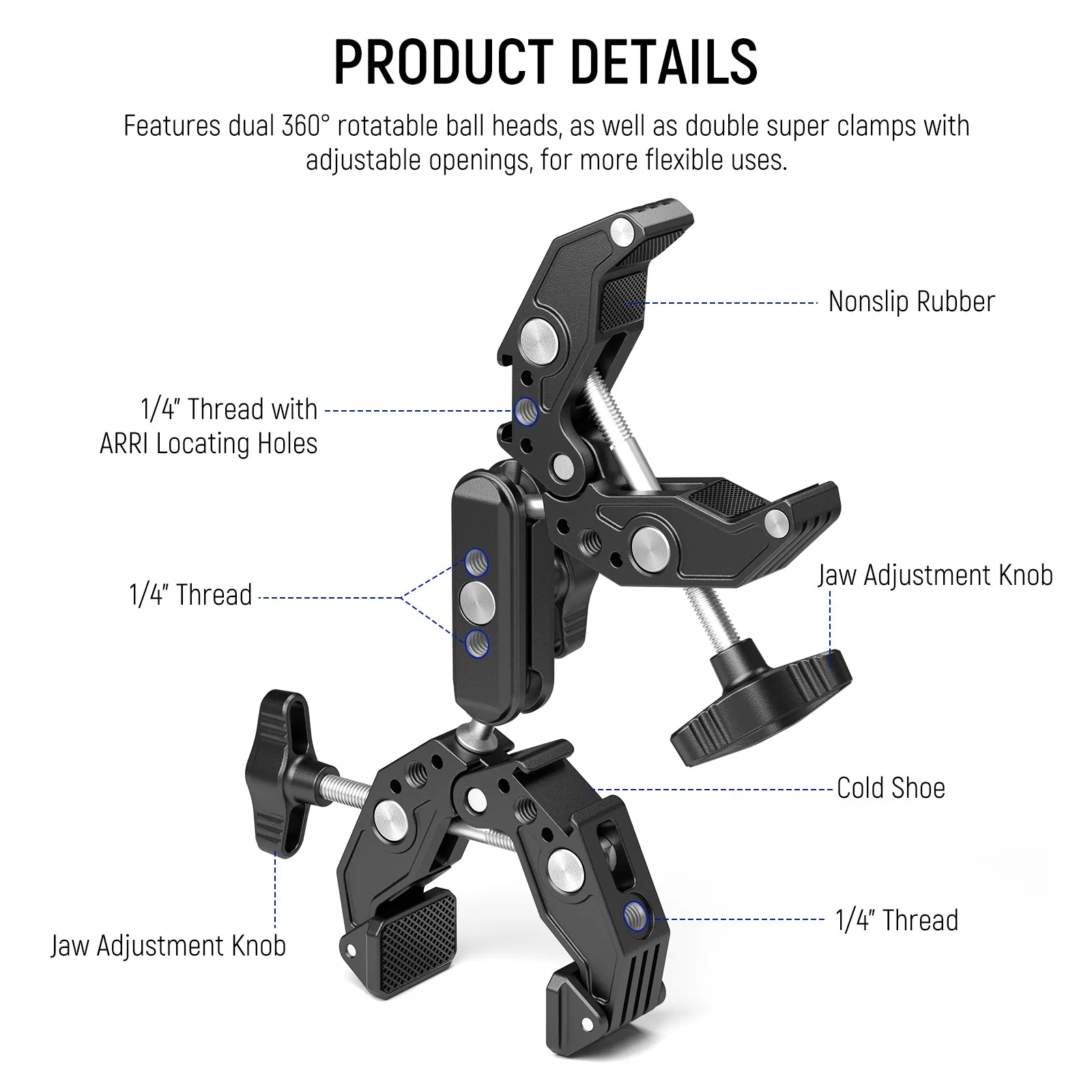 NEEWER UA036 Double Super Clamp Camera Mount