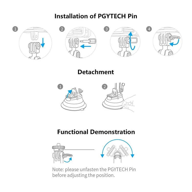 PGYTECH P-GM-132 Action Camera Suction Cup Phone Holder for DJI Osmo Action & GoPro 8/7(Silver)