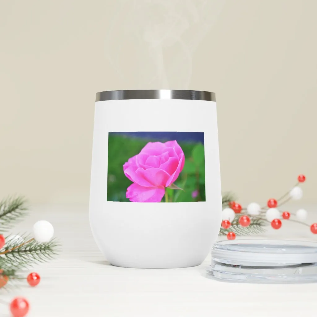 Pink Flower 12oz Insulated Wine Tumbler