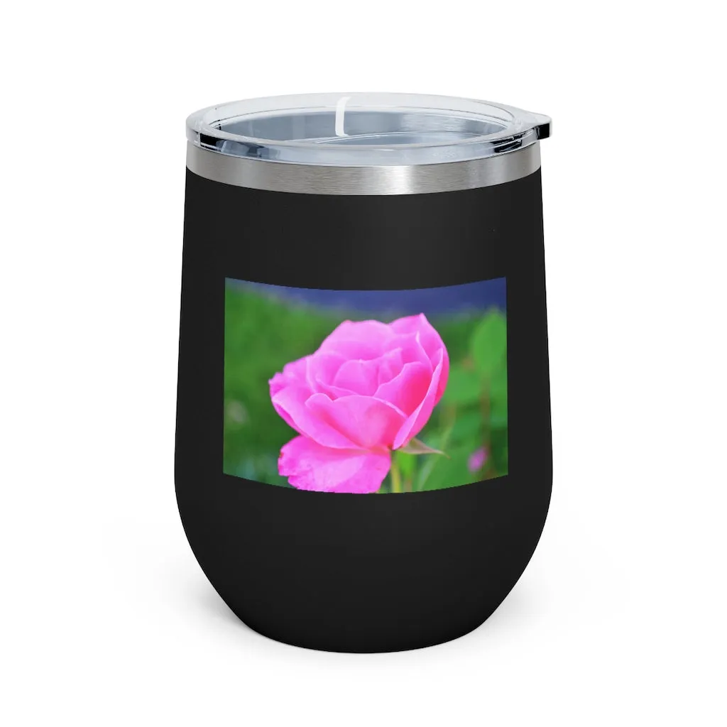 Pink Flower 12oz Insulated Wine Tumbler