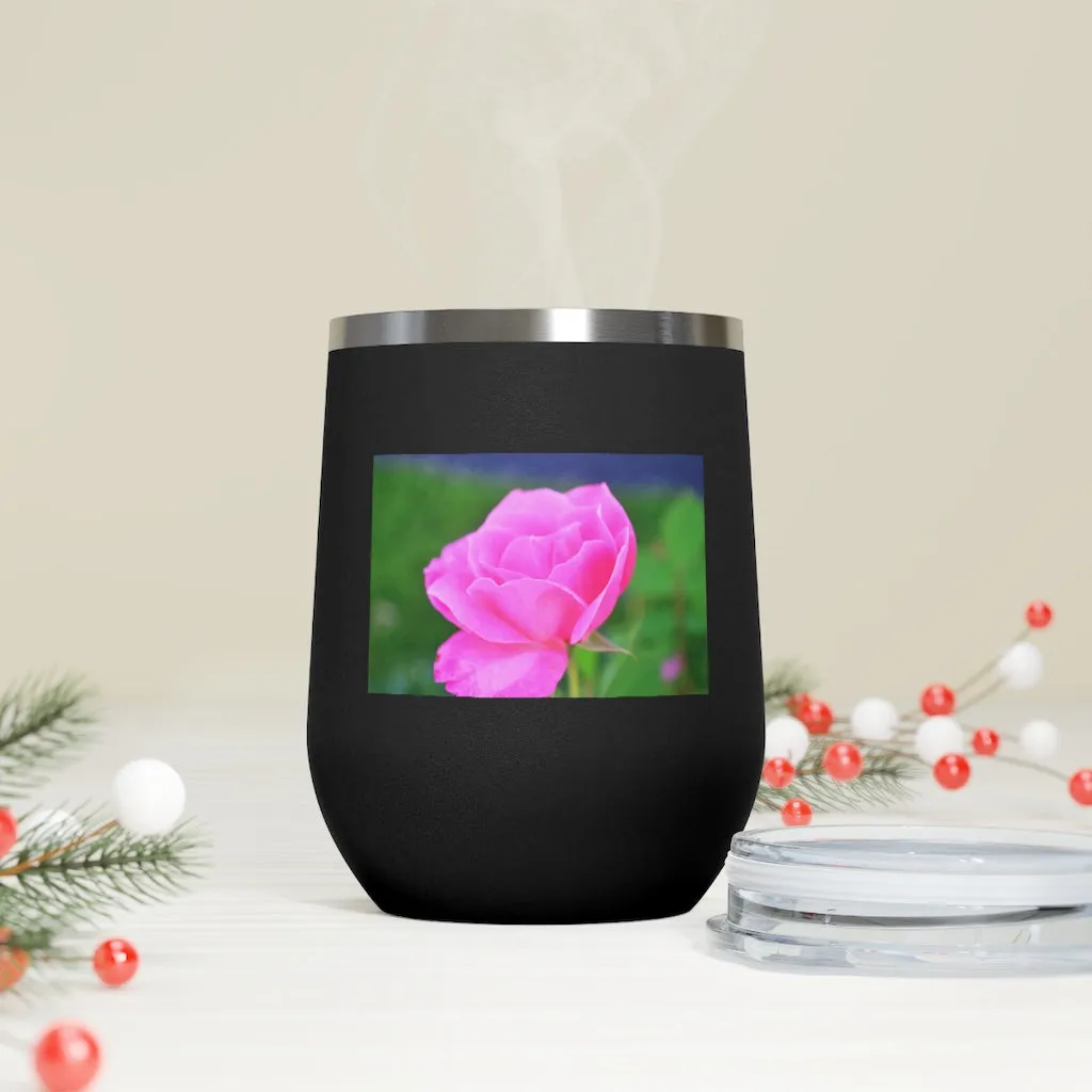 Pink Flower 12oz Insulated Wine Tumbler