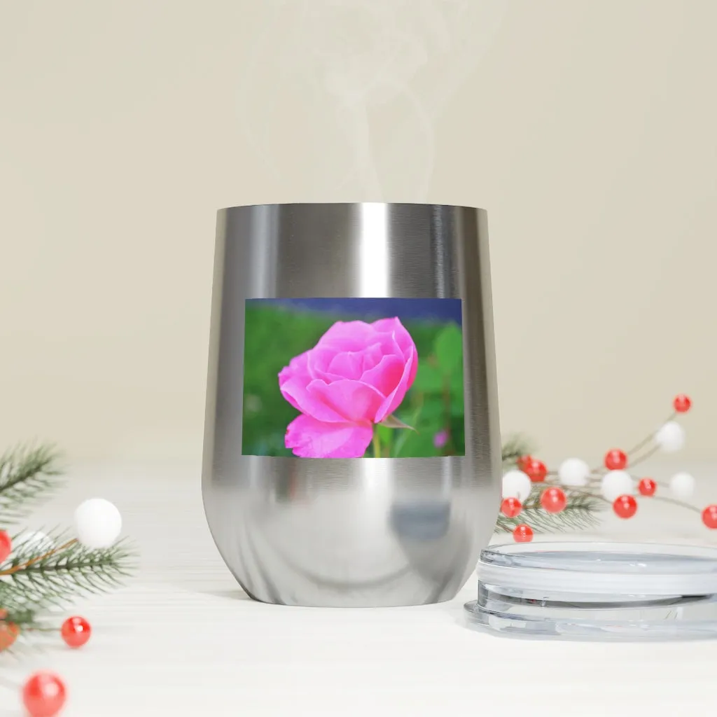 Pink Flower 12oz Insulated Wine Tumbler