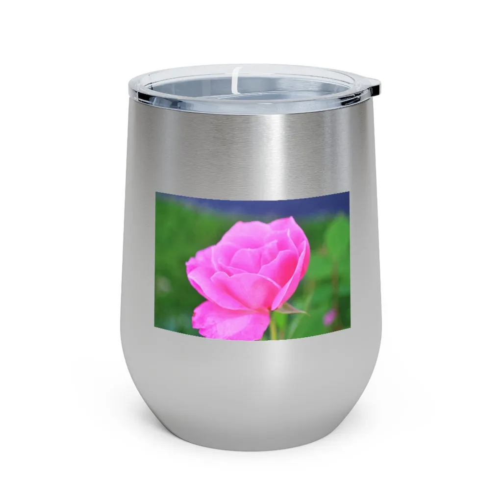 Pink Flower 12oz Insulated Wine Tumbler