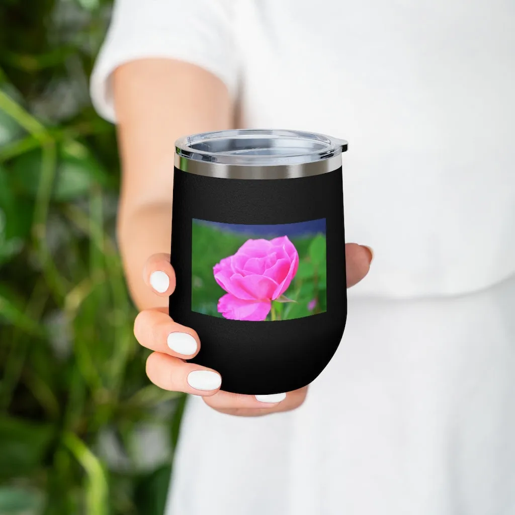 Pink Flower 12oz Insulated Wine Tumbler