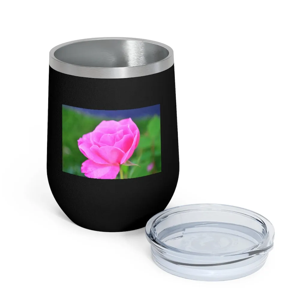 Pink Flower 12oz Insulated Wine Tumbler