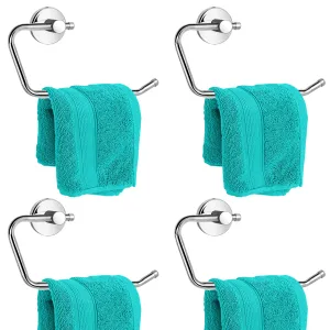 Plantex Stainless Steel Bathroom Towel Holder/Hand Napkin Holder for Washbasin/Towel Hanger for Kitchen/Bathroom Accessories (Chrome) Pack of 4