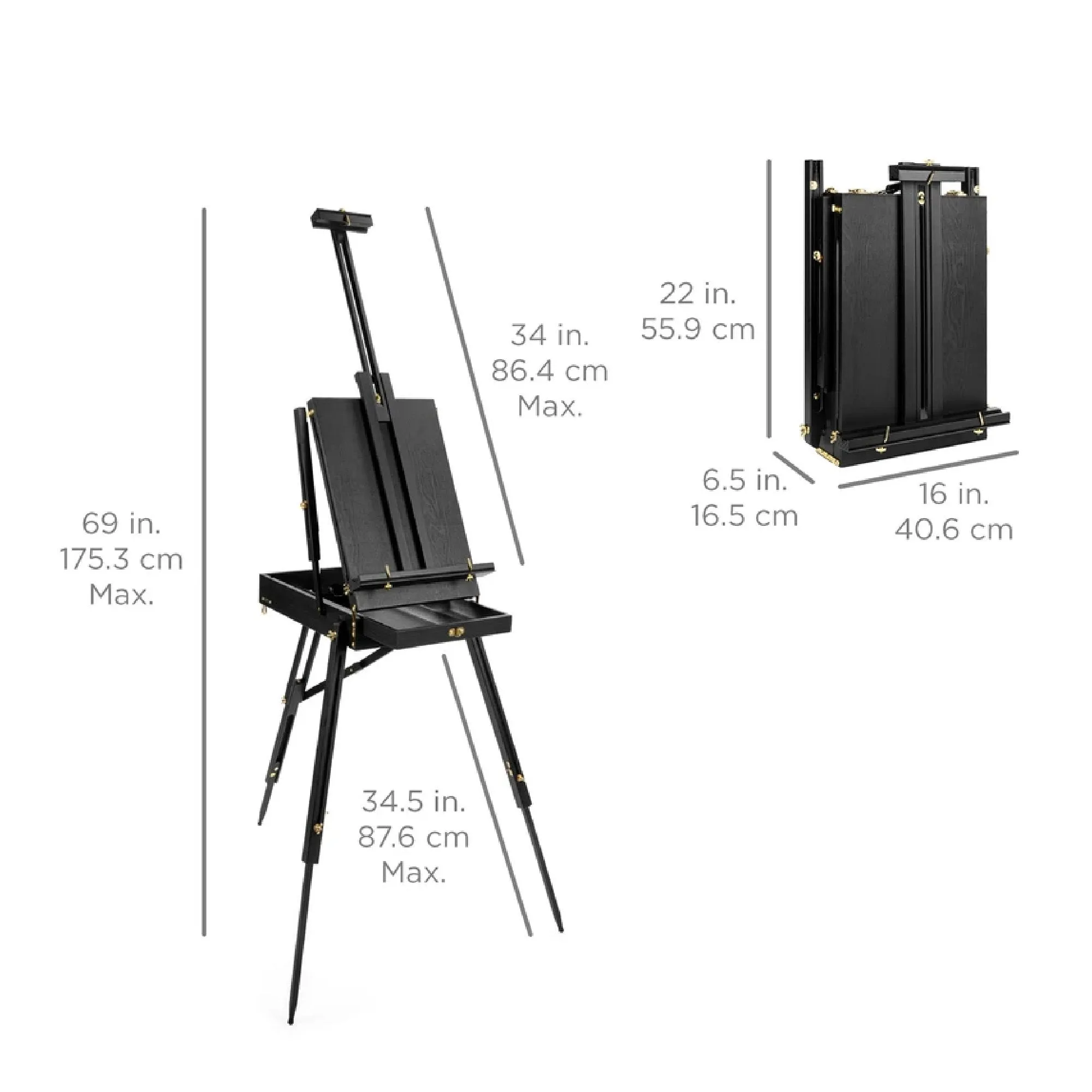 Portable Folding French Style Easel Tripod Stand w/ Drawer, Palette