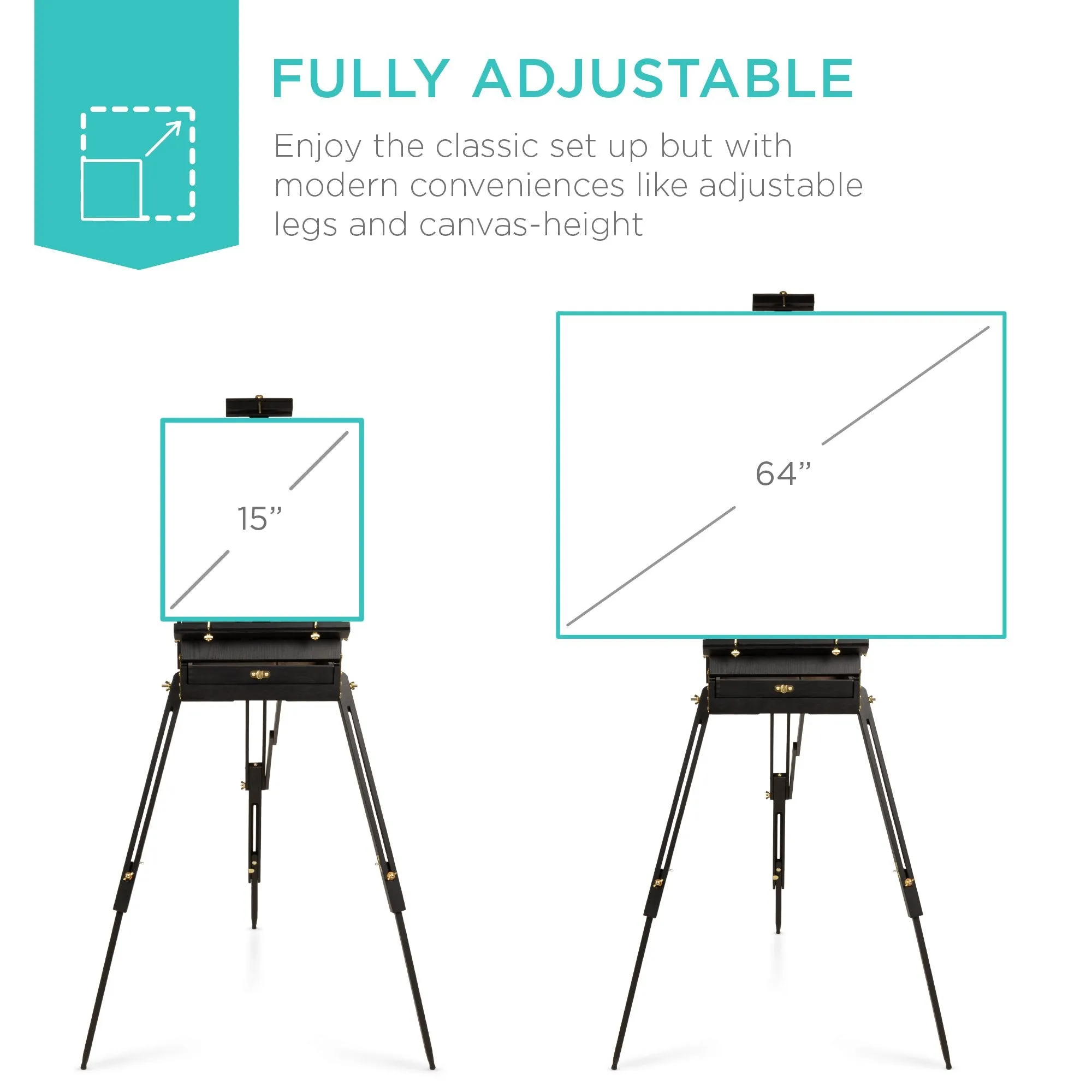 Portable Folding French Style Easel Tripod Stand w/ Drawer, Palette