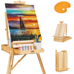 Portable Folding French Style Easel Tripod Stand w/ Drawer, Palette