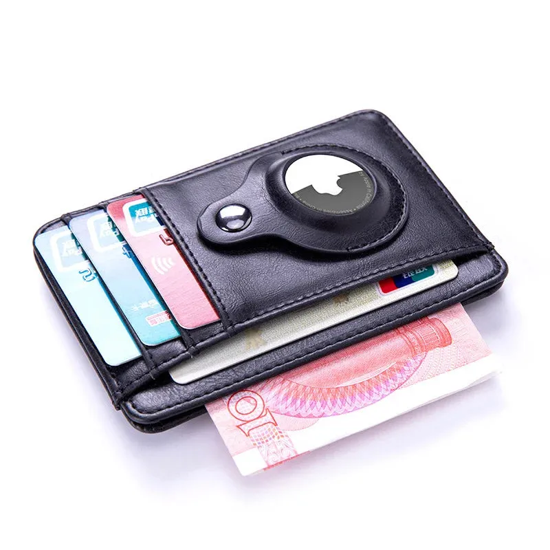 PU Leather Airtag Wallet for Men Ultra Slim Front Pocket Card Holder