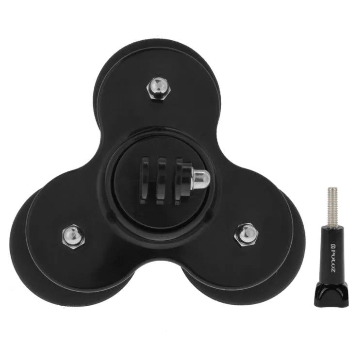 PULUZ Triangle Suction Cup Mount with Screw for GoPro, Insta360, DJI and Other Action Cameras(Black)