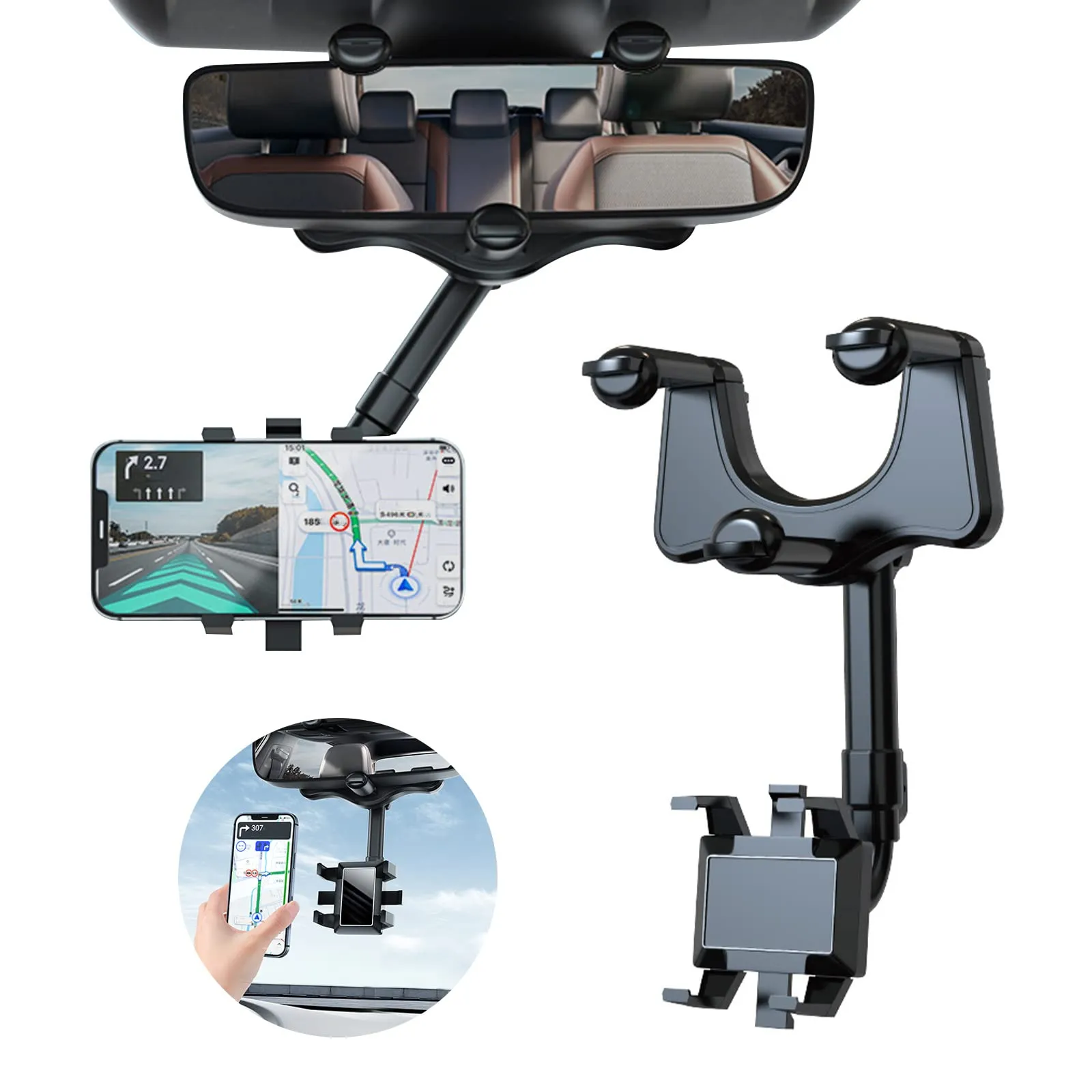 Rearview Mirror Clamp Mobile Holder