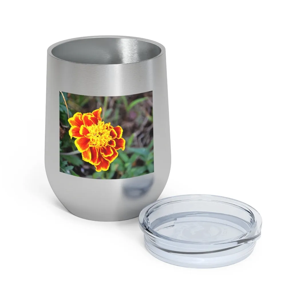 Red and Yellow Flower 12oz Insulated Wine Tumbler