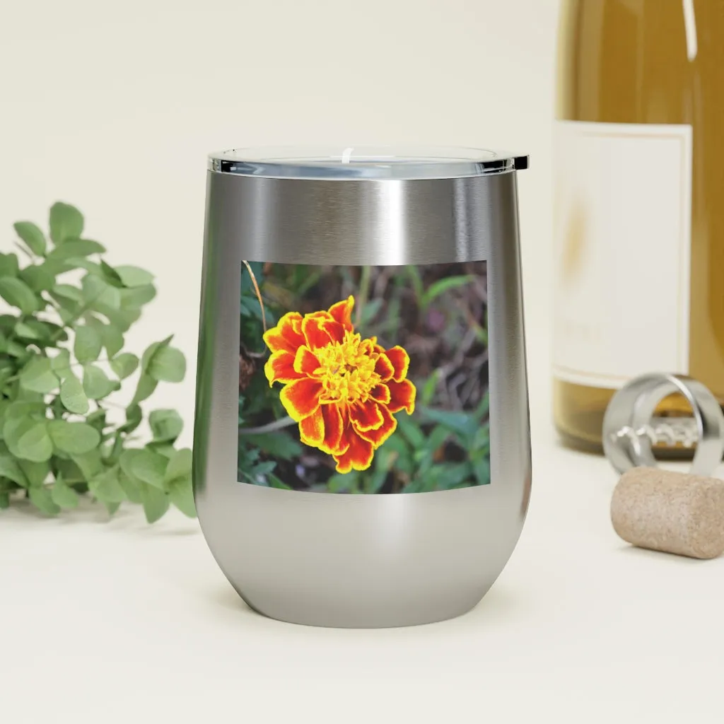 Red and Yellow Flower 12oz Insulated Wine Tumbler