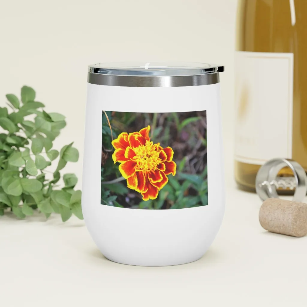 Red and Yellow Flower 12oz Insulated Wine Tumbler