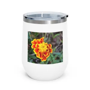 Red and Yellow Flower 12oz Insulated Wine Tumbler