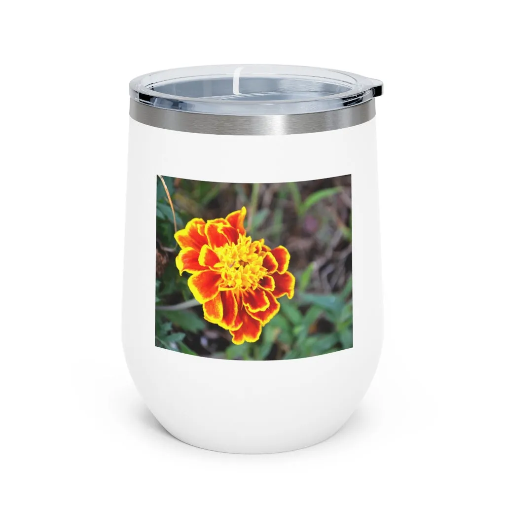 Red and Yellow Flower 12oz Insulated Wine Tumbler