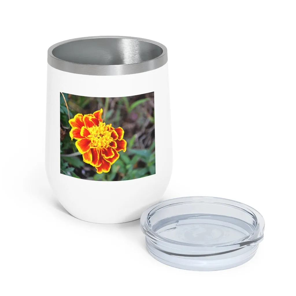 Red and Yellow Flower 12oz Insulated Wine Tumbler