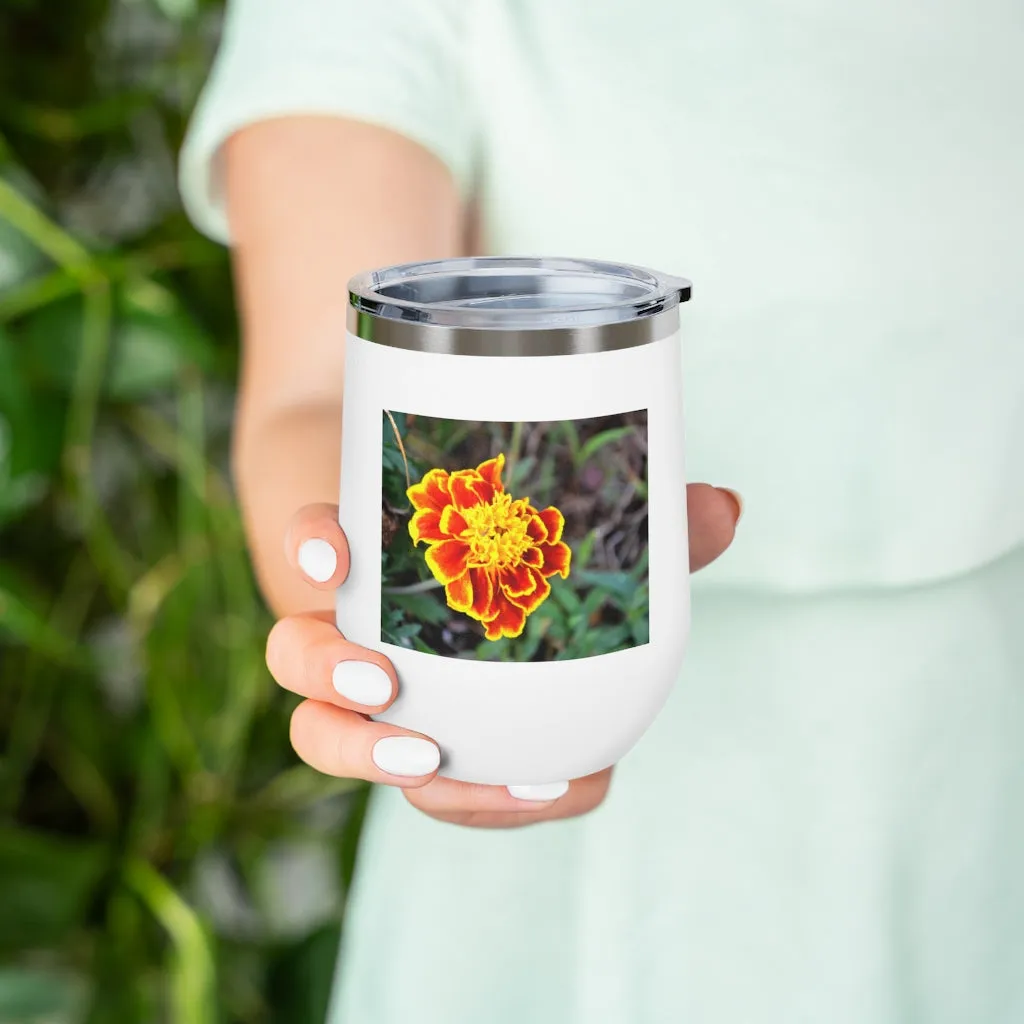 Red and Yellow Flower 12oz Insulated Wine Tumbler