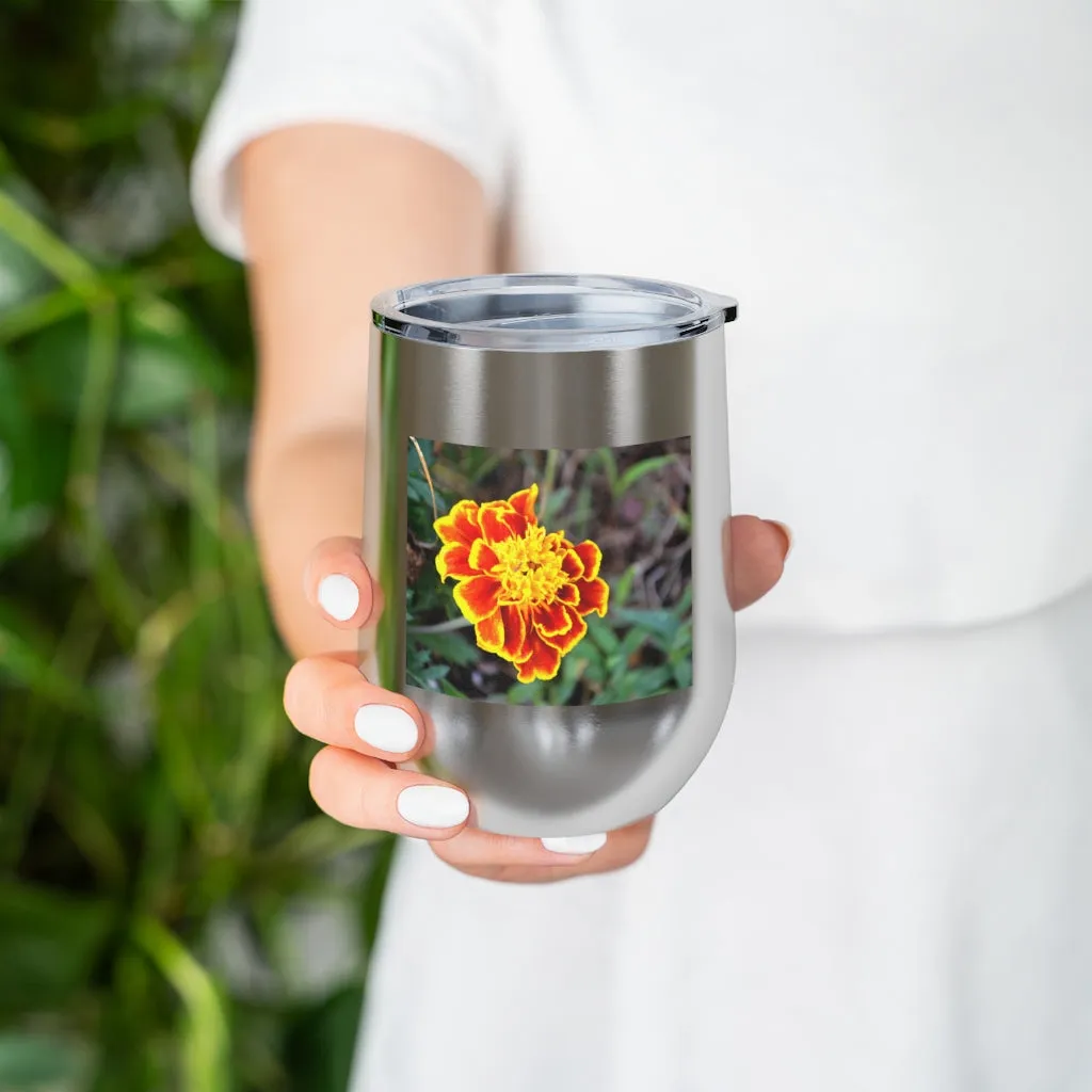 Red and Yellow Flower 12oz Insulated Wine Tumbler