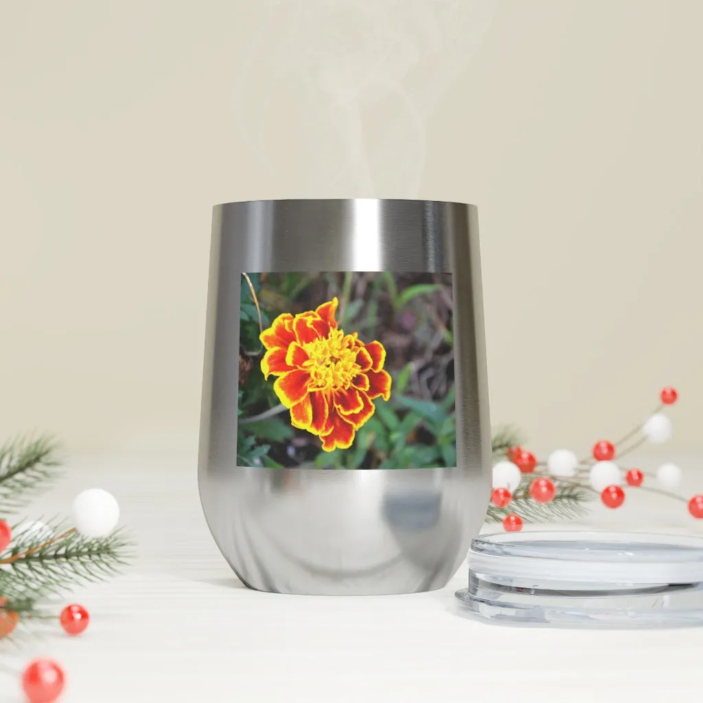 Red and Yellow Flower 12oz Insulated Wine Tumbler