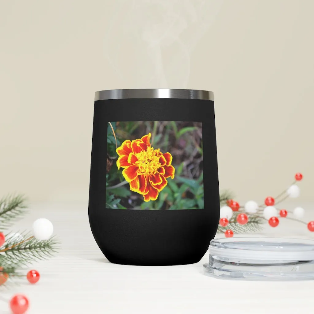 Red and Yellow Flower 12oz Insulated Wine Tumbler