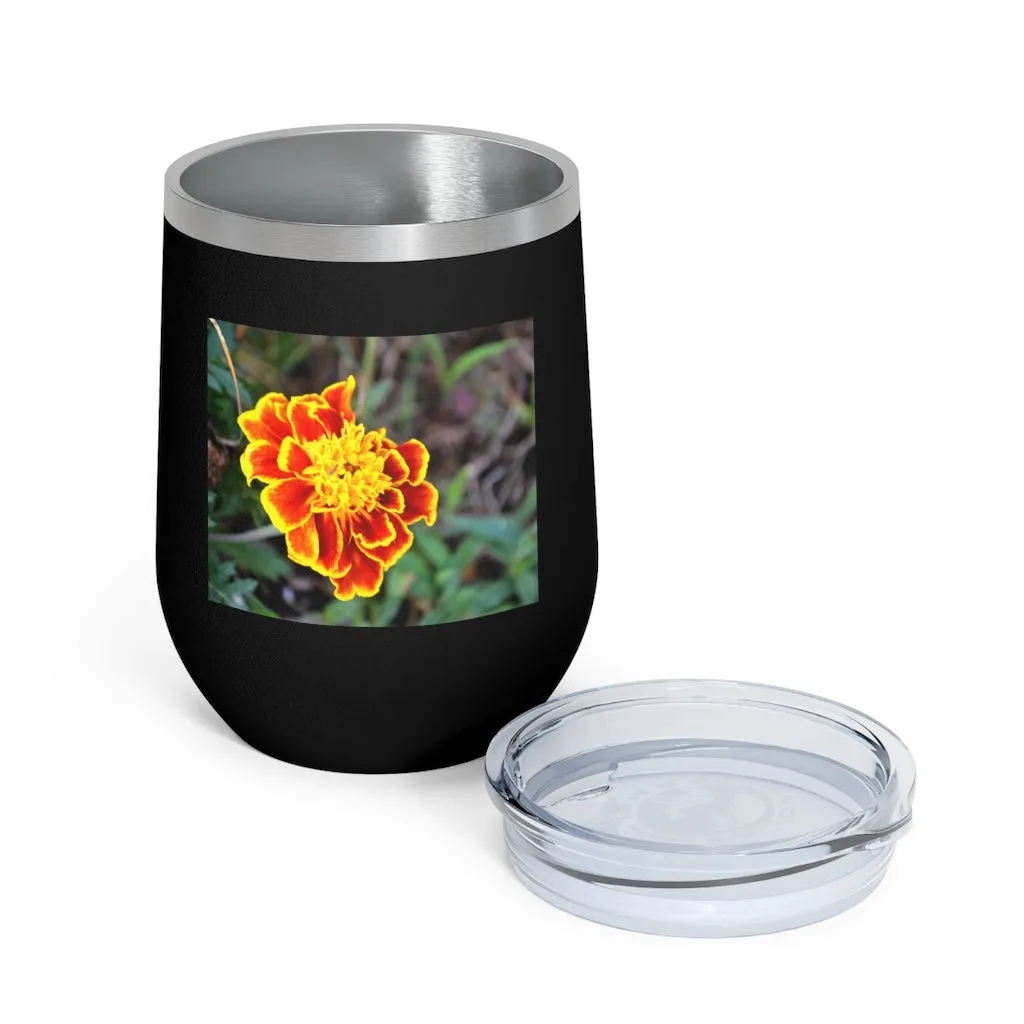 Red and Yellow Flower 12oz Insulated Wine Tumbler