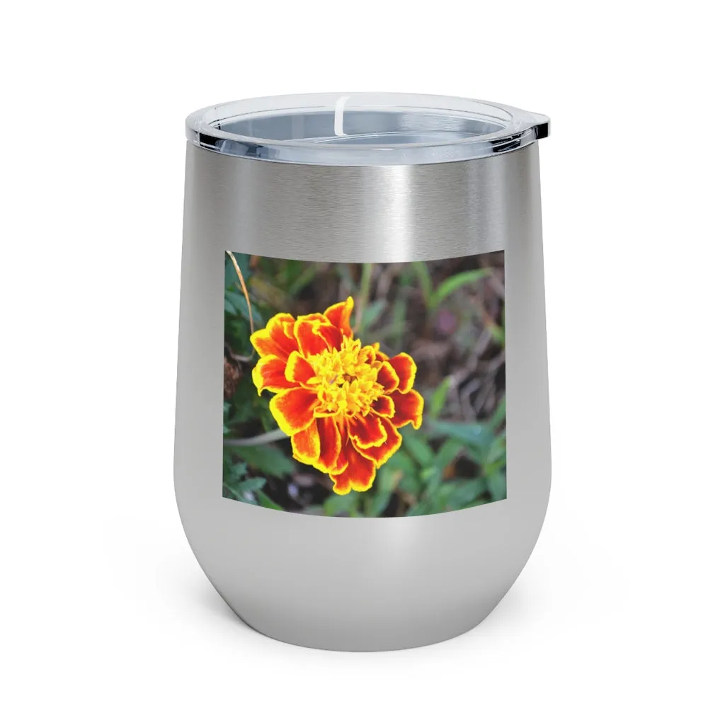 Red and Yellow Flower 12oz Insulated Wine Tumbler