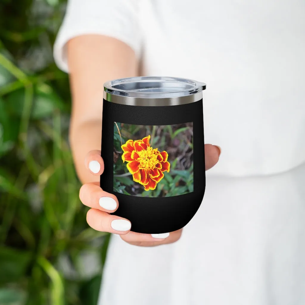 Red and Yellow Flower 12oz Insulated Wine Tumbler