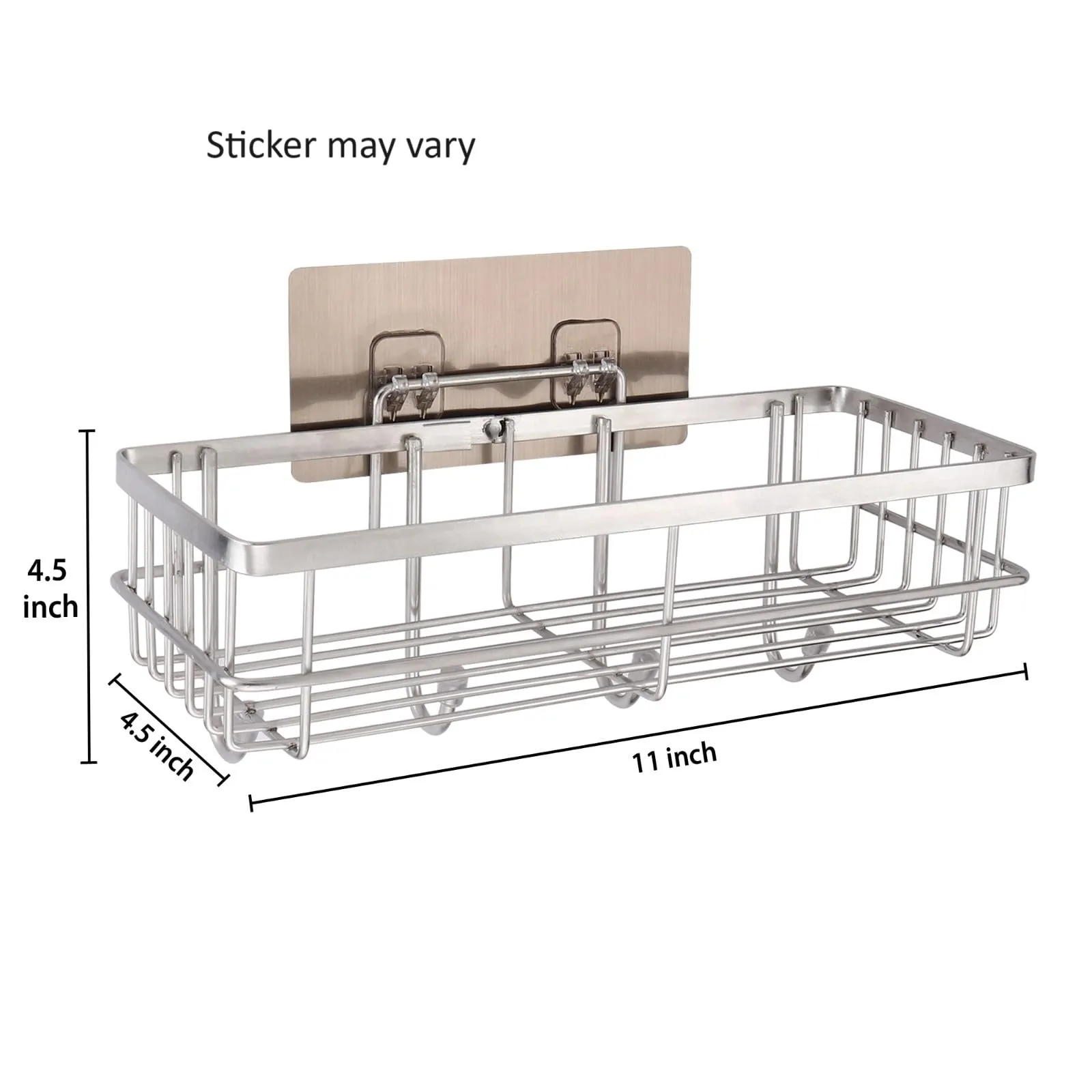 SaleOn Self Adhesive Rack for Kitchen and Bathroom, Wall Mounted Rack with Hooks, Stainless Steel Storage Rack, Rust Free Bathroom Shelf, Multipurpose Rack for Bathroom Accessories, Waterproof Shelf