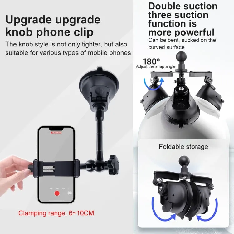 Single Suction Cup Articulating Friction Magic Arm Camera Mount (Black)