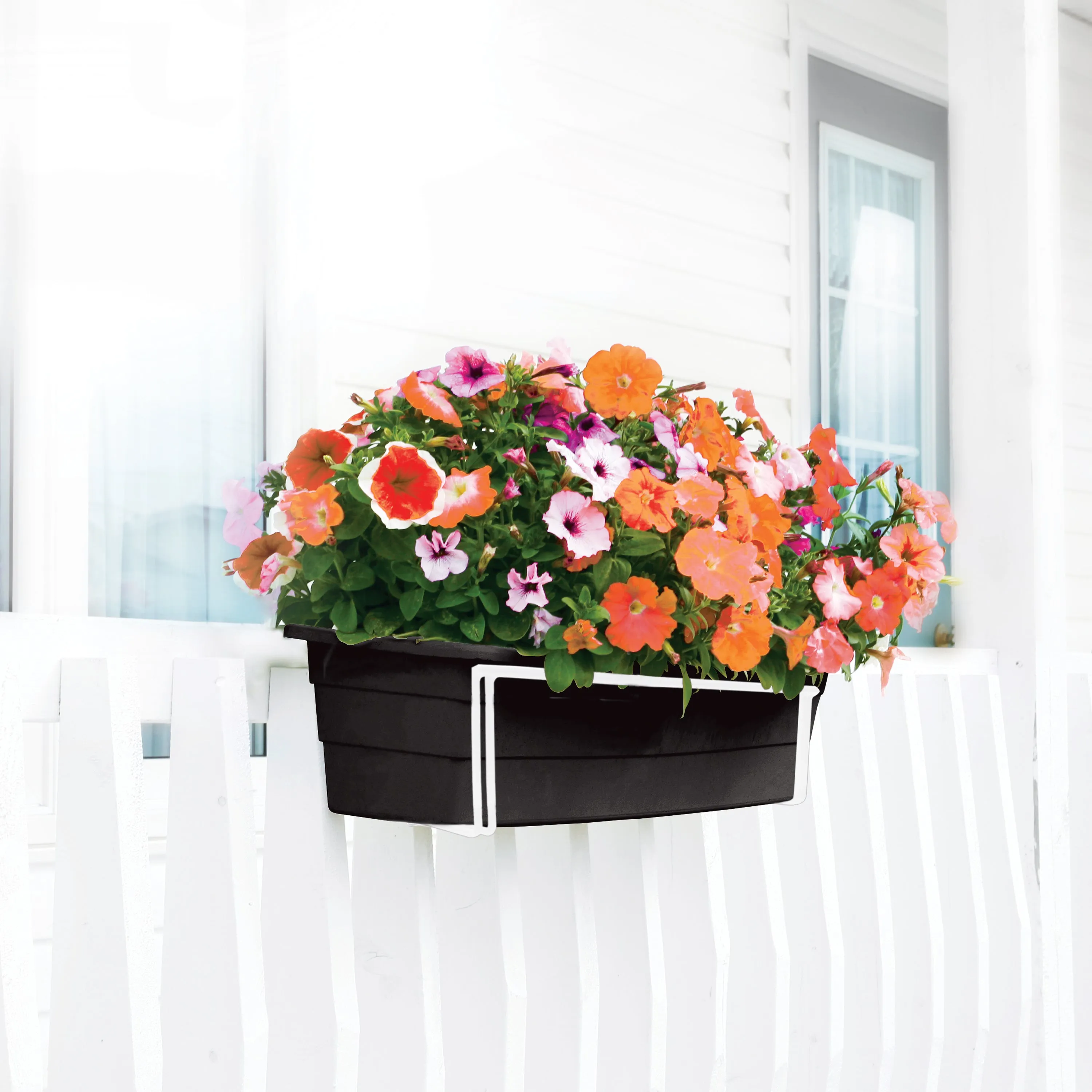 Sun Joe FPH1901W Deco Joe Adjustable Flower Box Holder | 18" - 36" in Length (White)