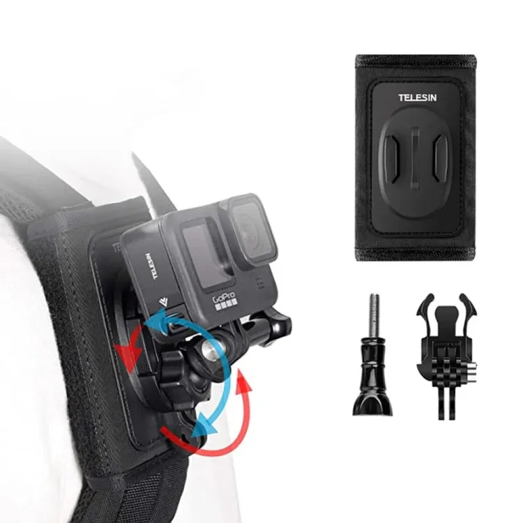 TELESIN Backpack Shoulder Strap Bracket Mount for GoPro Hero / Insta360 /  SJCAM / DJI Action Accessories, Spec: Set A