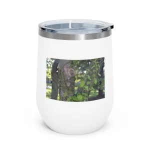 Tree Stump and Green Leaves 12oz Insulated Wine Tumbler