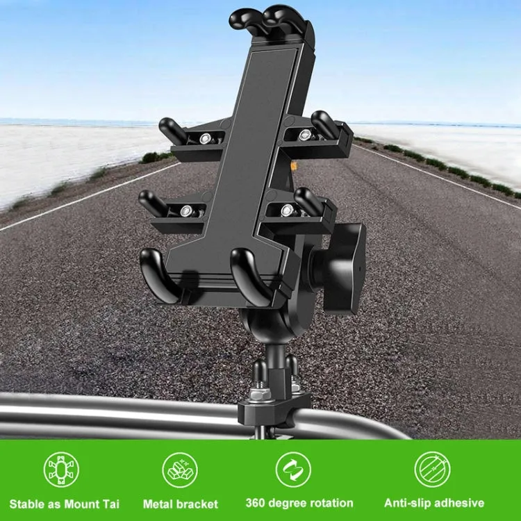 U-shaped Bolt Ball-Head Motorcycle Handlebar Multi-function Eight-jaw Aluminum Phone Navigation Holder Bracket, Width of Phone: 6.5-10.2cm &#160;