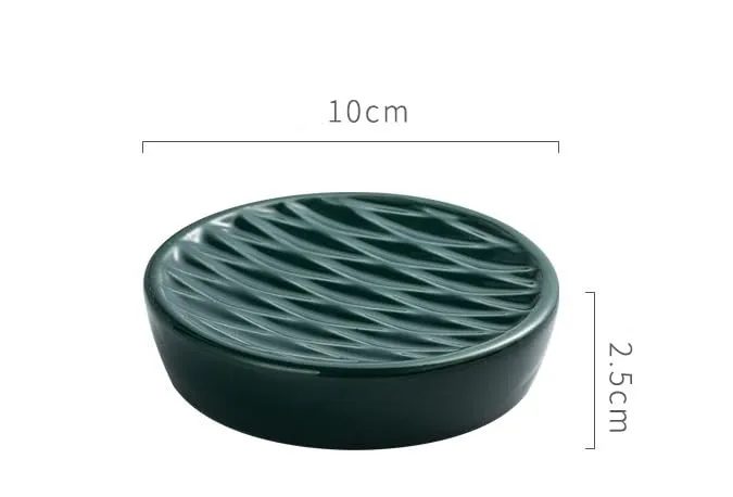 UMAI Premium Ceramic Soap Dish Holder | Easy to Clean & Moisture Resistant | for Bathroom Kitchen Sink | Scratch Proof Round Soap Case | Green